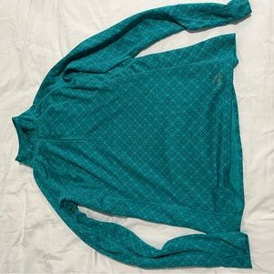 Teal Patterned Long Sleeve Top